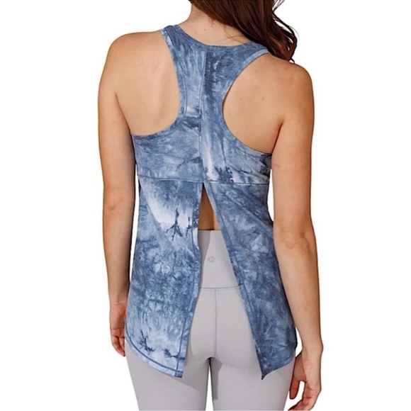 90 Degrees blue tie-dye racerback tank w/ back slit M - Picture 1 of 11